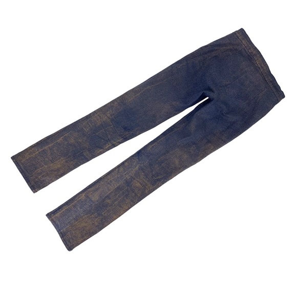 Bubblegum Gold Coated Reptile Print Slim Straight Mid Rise Jeggings, 9/10 - Picture 6 of 16